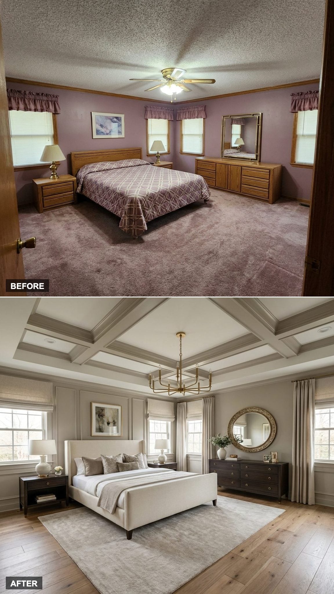 Classic Moldings Meet Contemporary Furniture in a Polished Transitional Reset