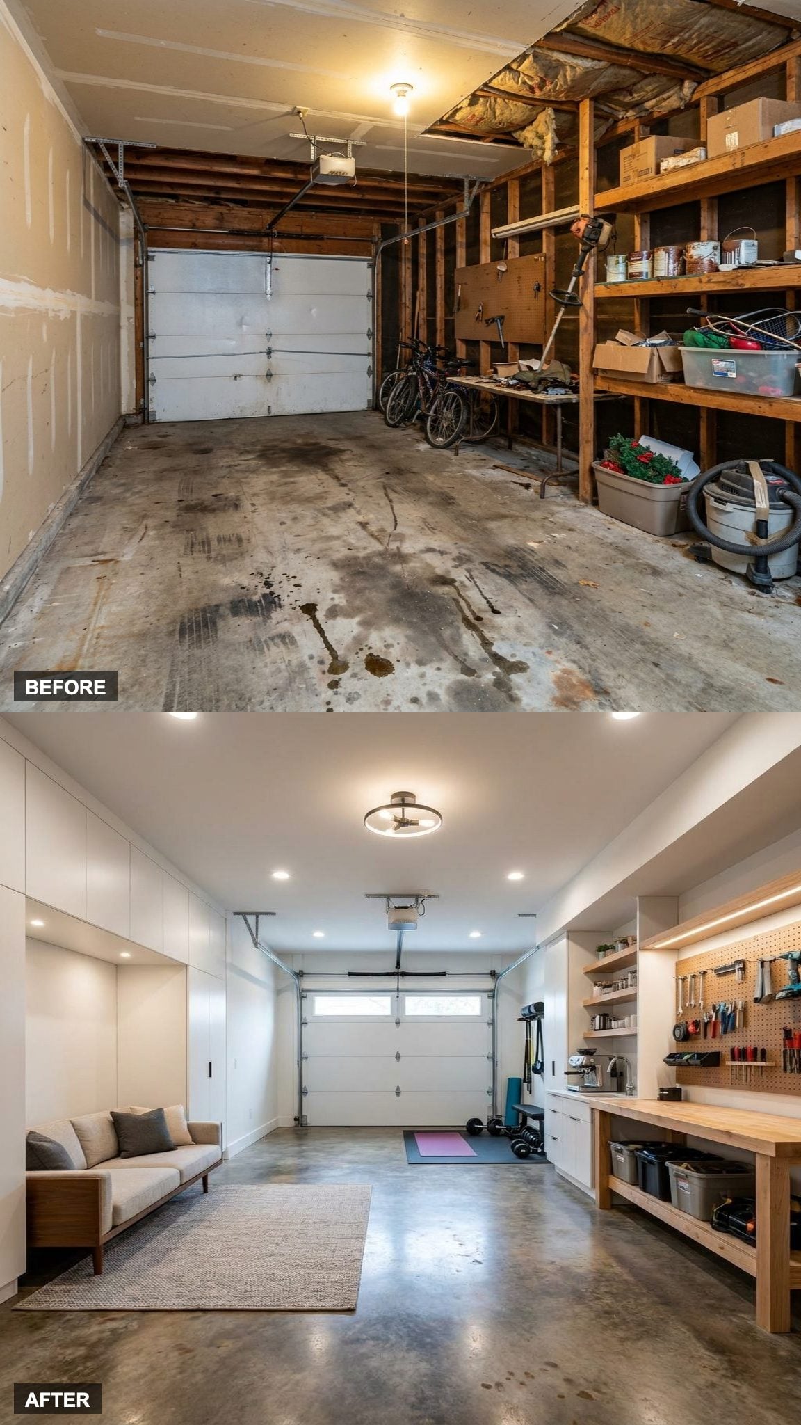 The Ultimate Flex Space: Home Office, Fitness Corner, Workshop, Coffee Bar, and Lounge All in One Converted Garage