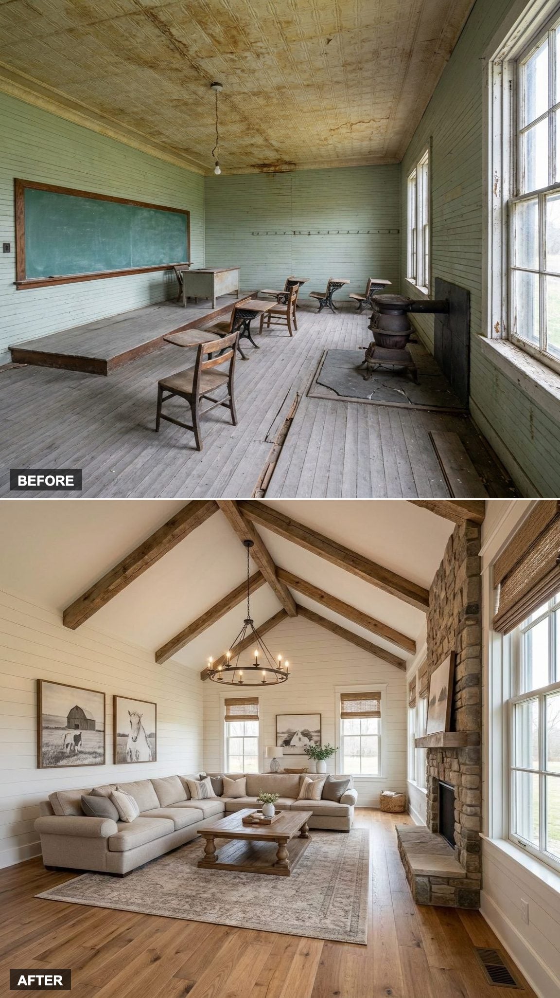 Vaulted Ceilings, Exposed Beams, and a Stone Fireplace Nobody Saw Coming