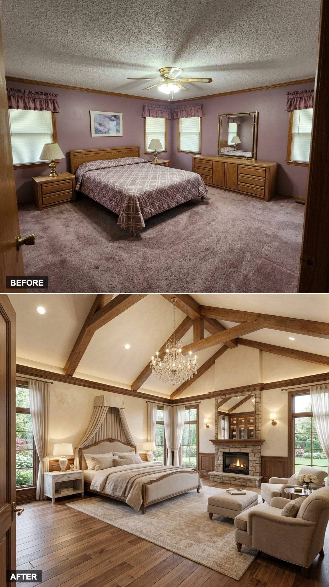Vaulted Ceilings, a Fireplace, and Resort Finishes Create the Ultimate Primary Suite