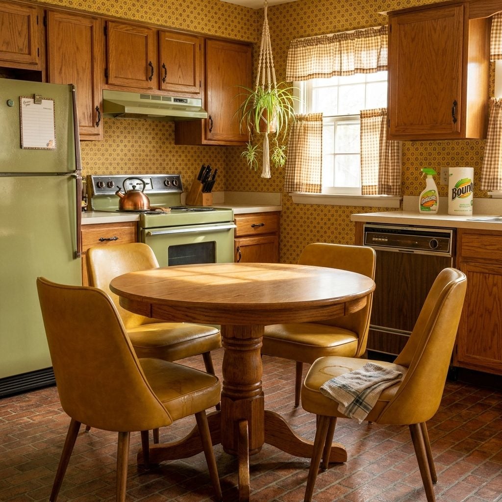 The Vinyl Kitchen Chairs Wiped Down With a Damp Dishrag