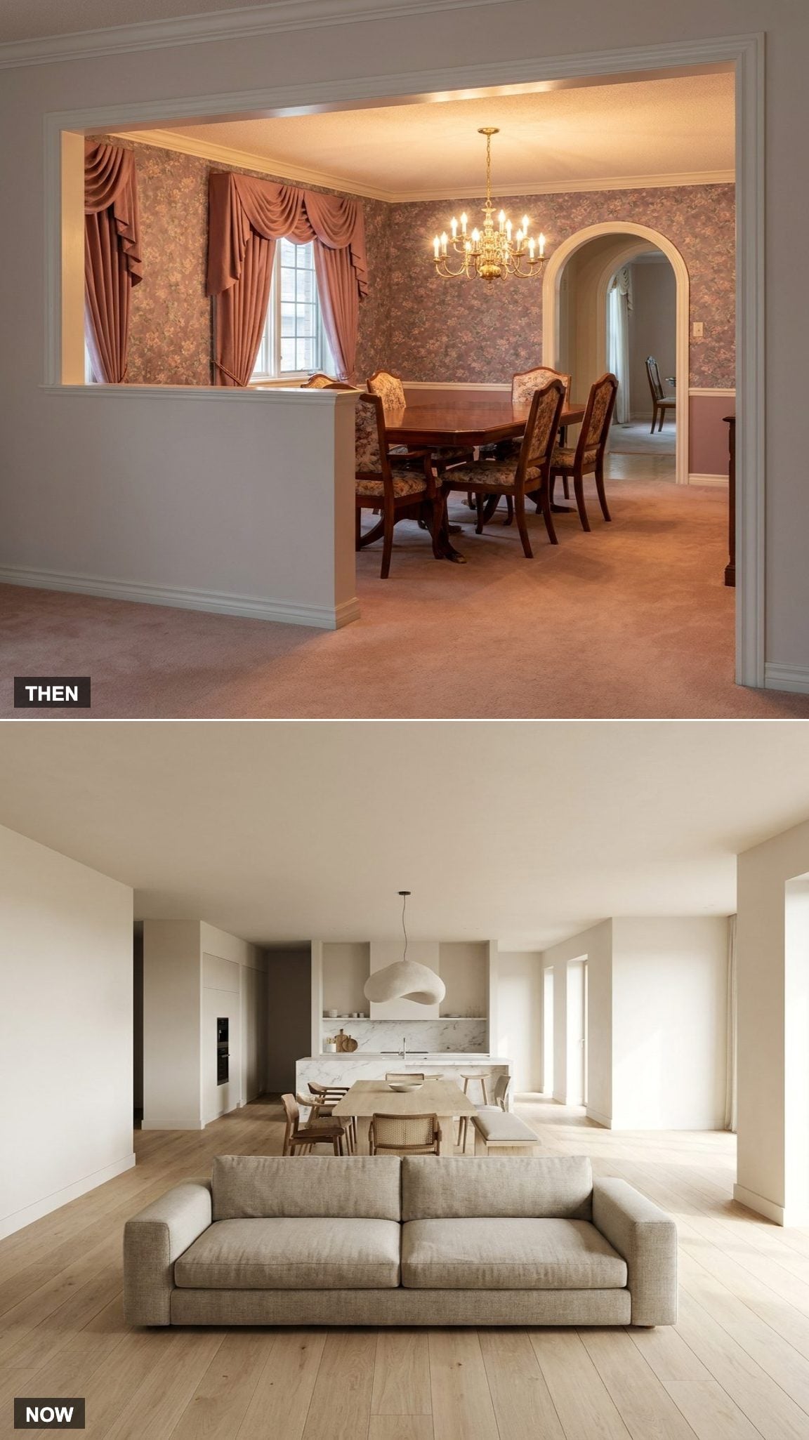The Walled-Off Dining Room Dissolved Into the Floor Plan