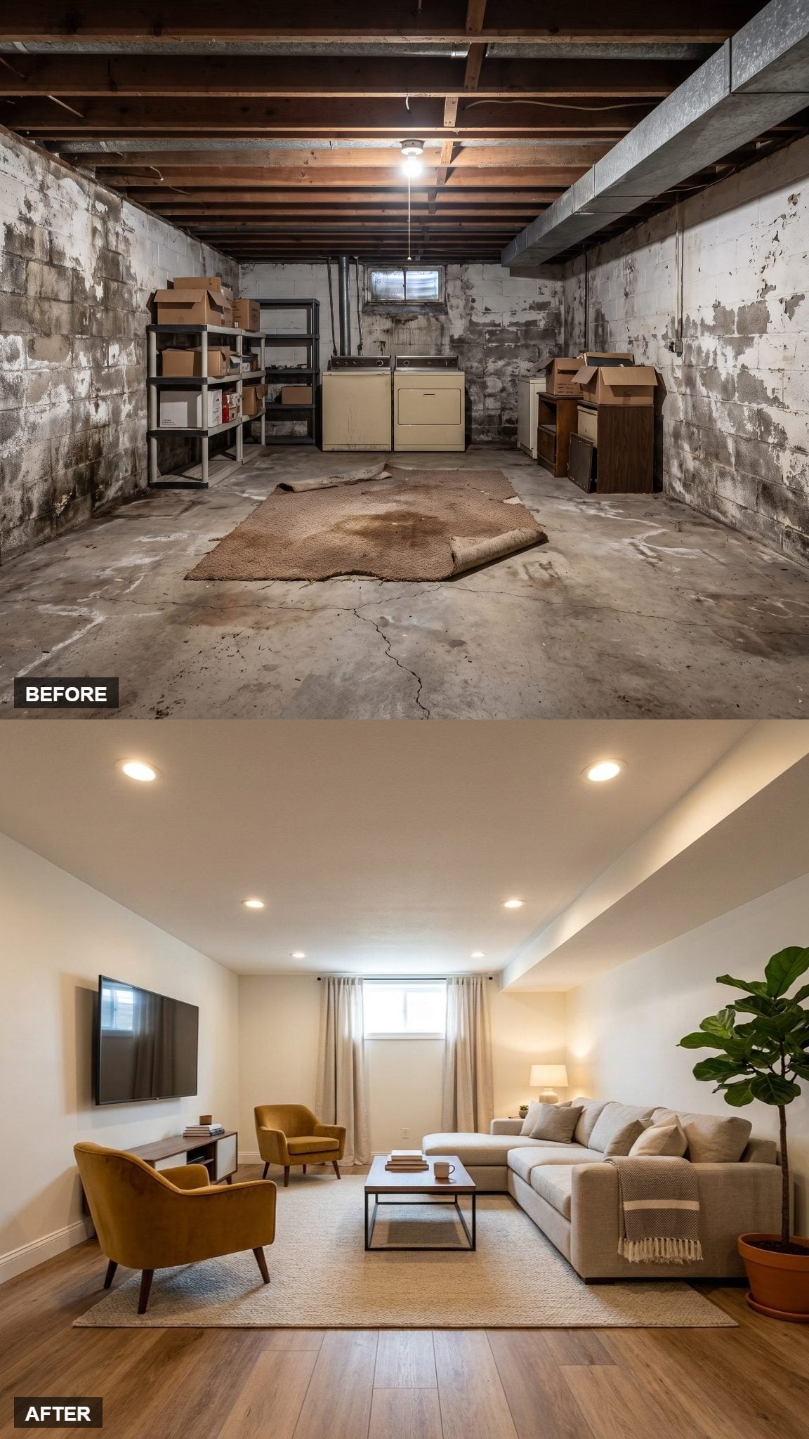 Warm Family Lounge in Oak, Oatmeal, and Mustard