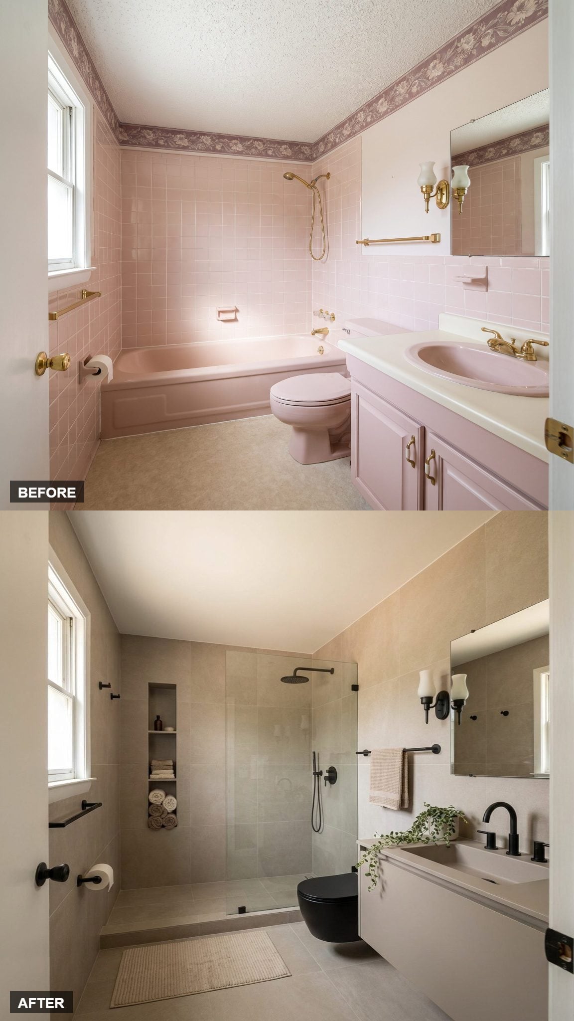 Warm Greige Minimalism with a Walk-In Glass Shower
