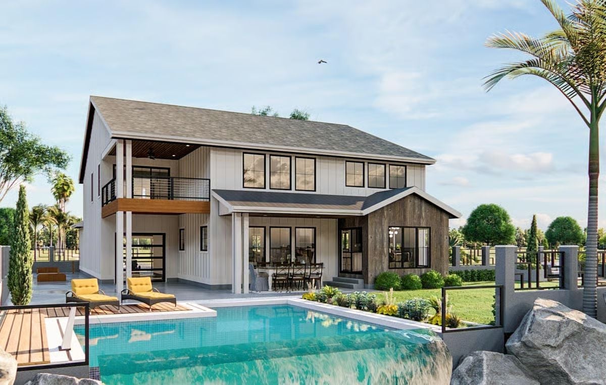 Poolside Covered Patio and a Second-Story Deck Built for Year-Round Use