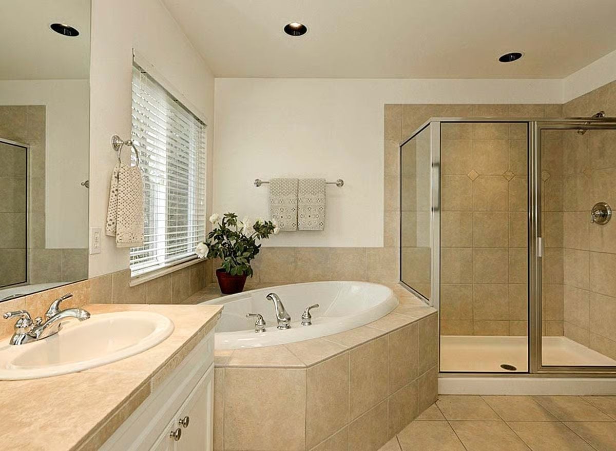 Soaking Tub, Separate Shower, and Tile That Earns Every Square Foot