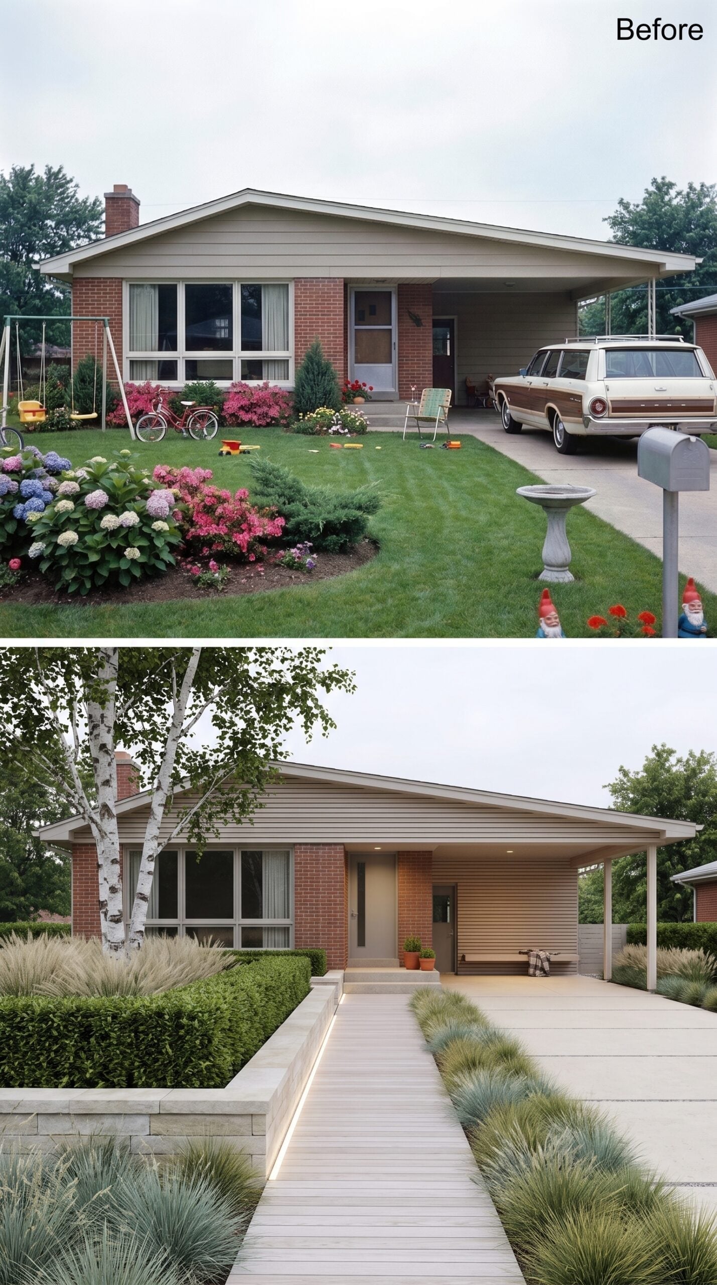A Birch Tree, LED Risers, and a Walkway With After-Dark Structure