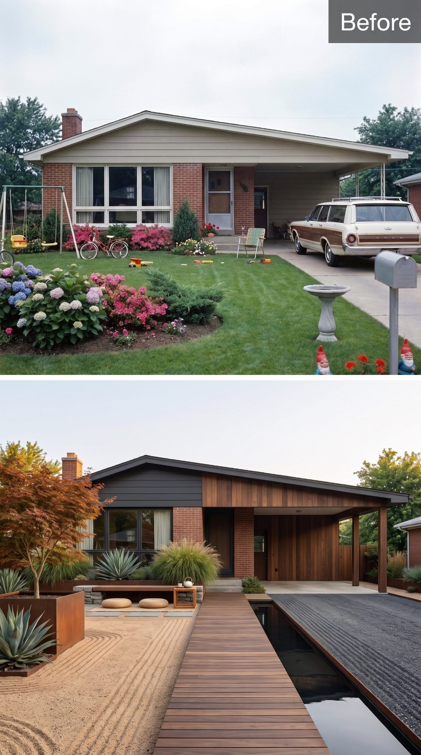 Zen-Influenced Gravel, Weathering Steel, and a Boardwalk Through the Yard