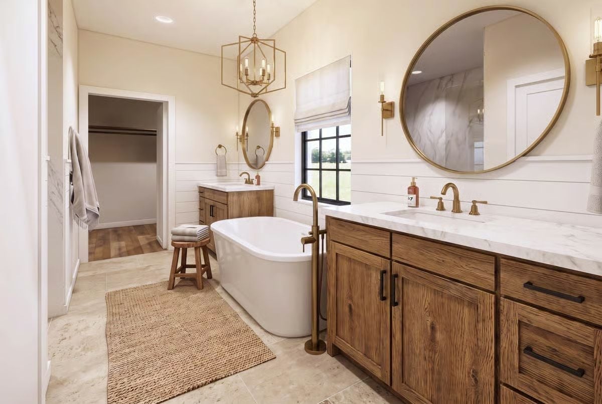 Gold Fixtures, Marble Counters, and a Soaking Tub That Earns Its Square Footage