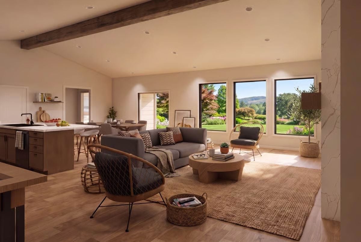 Rattan Chairs and a Garden View That Make the Open Plan Worth It