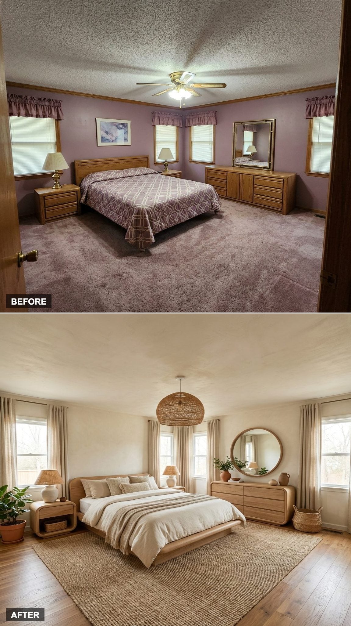 White Oak and Limewash Turn a Mauve Time Capsule into a Warm Organic Sanctuary
