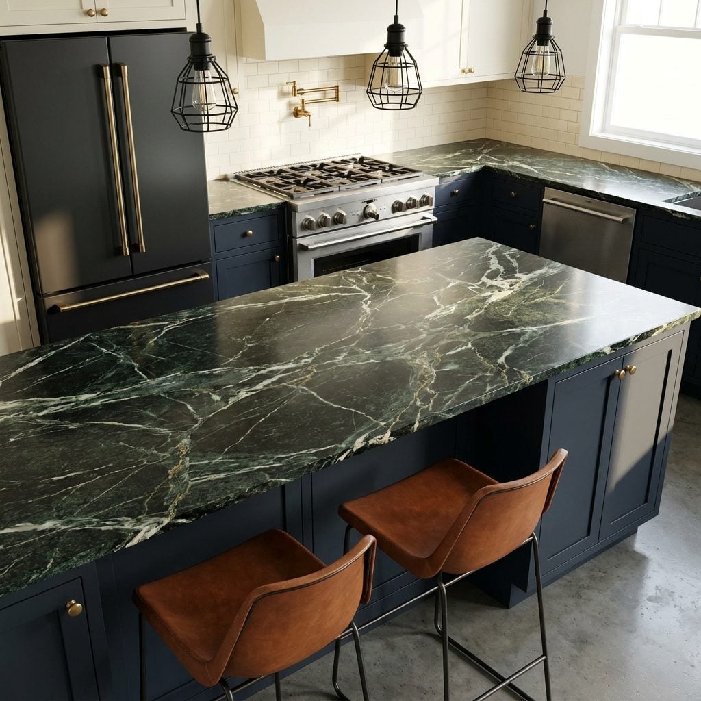 Why Heavy Visual Grain in Countertop Stone Makes Three Stools Look Like Five