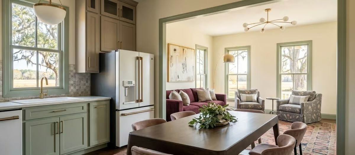 Sage Green, White Appliances, and a Refrigerator That Doesn't Hide