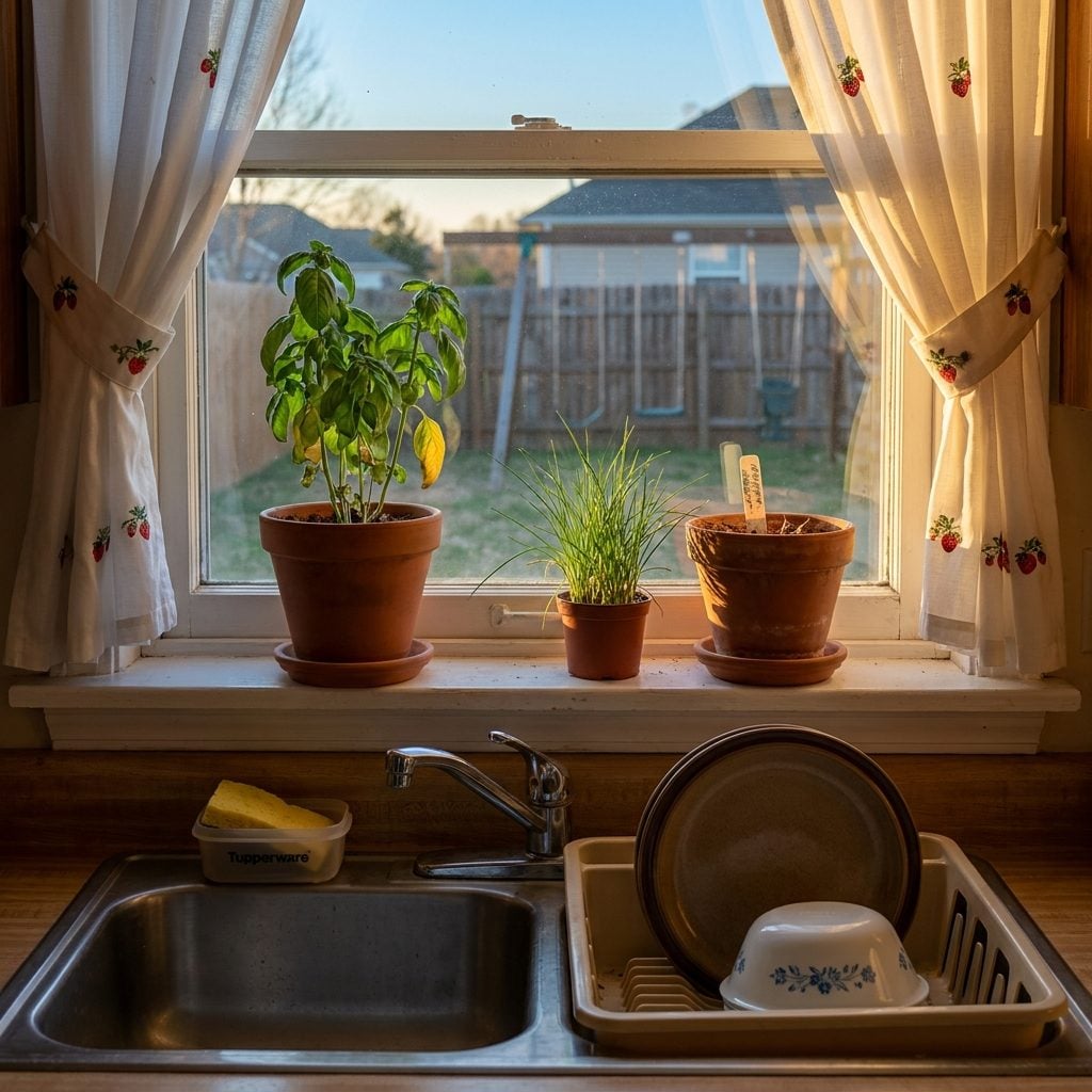 The Windowsill Herb Pot That Someone Remembered to Water for the First Time in a Week