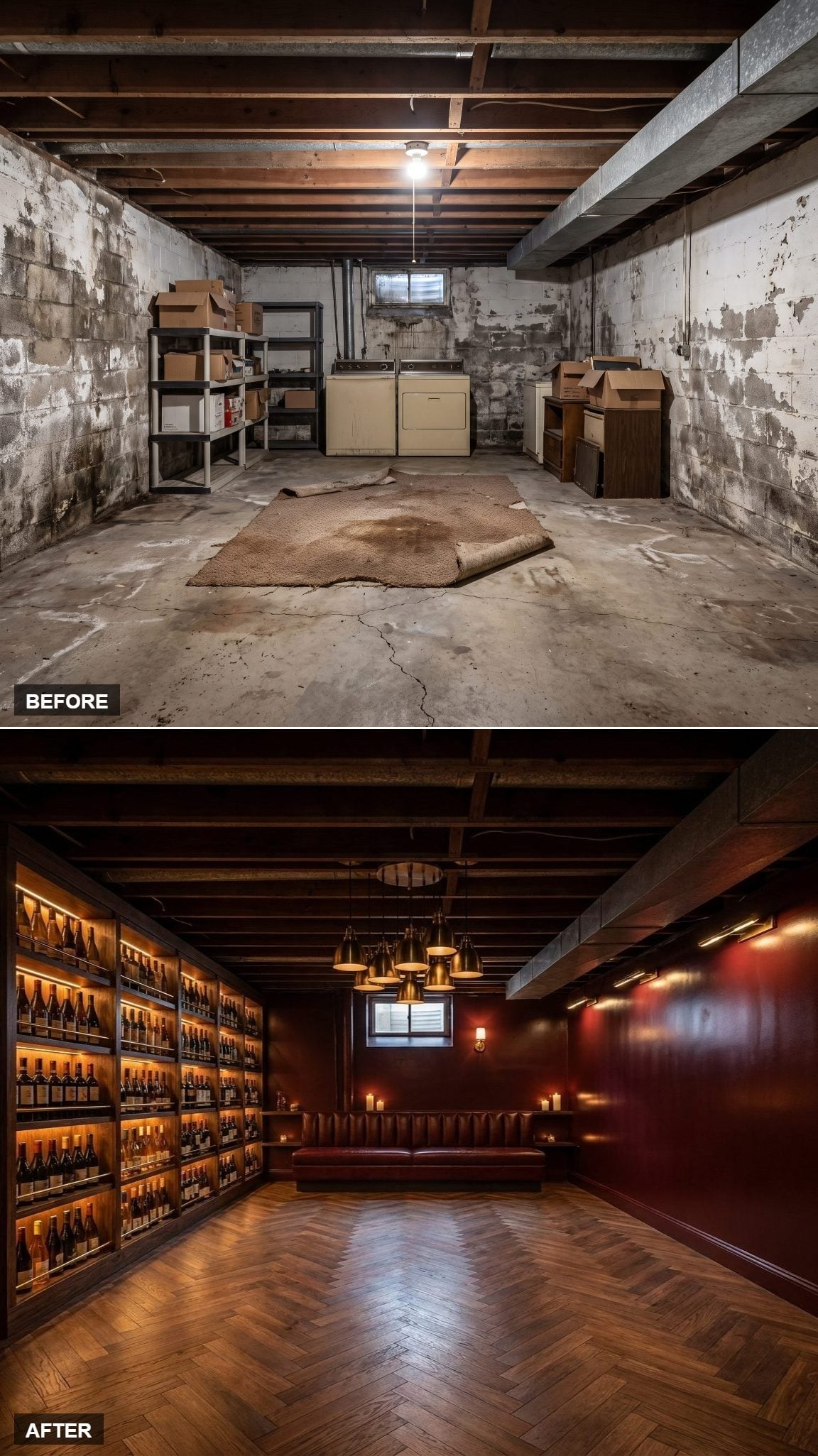 Wine-Cellar Speakeasy in Oxblood, Brass, and Smoked Oak