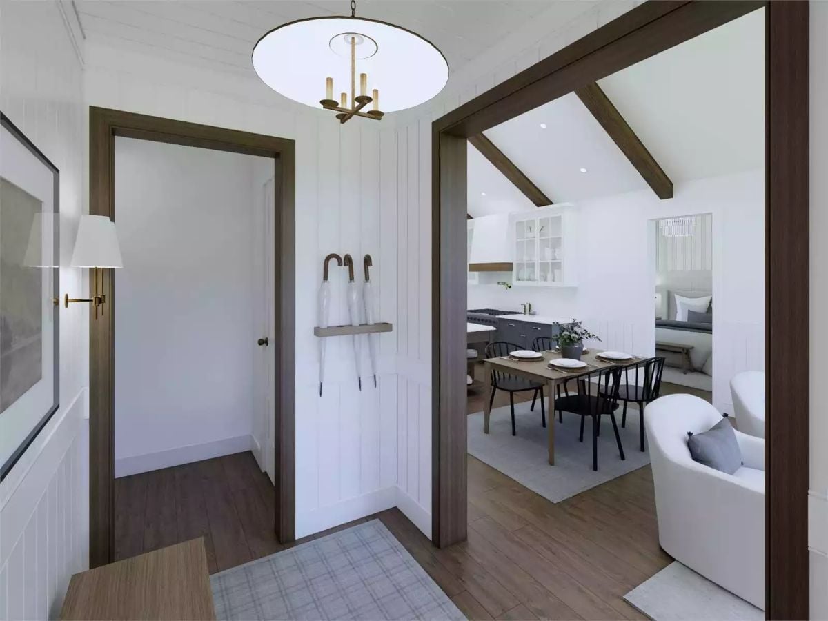 Umbrellas on a Shelf and a Chandelier That Means Business