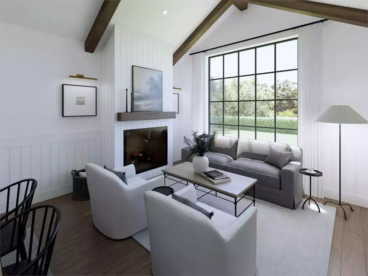 Vaulted Ceilings and a Fireplace Wall That Pulls the Room Together