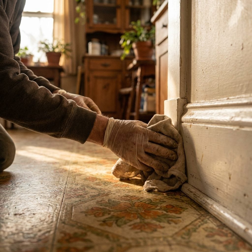 Wiping Down the Baseboards on Hands and Knees