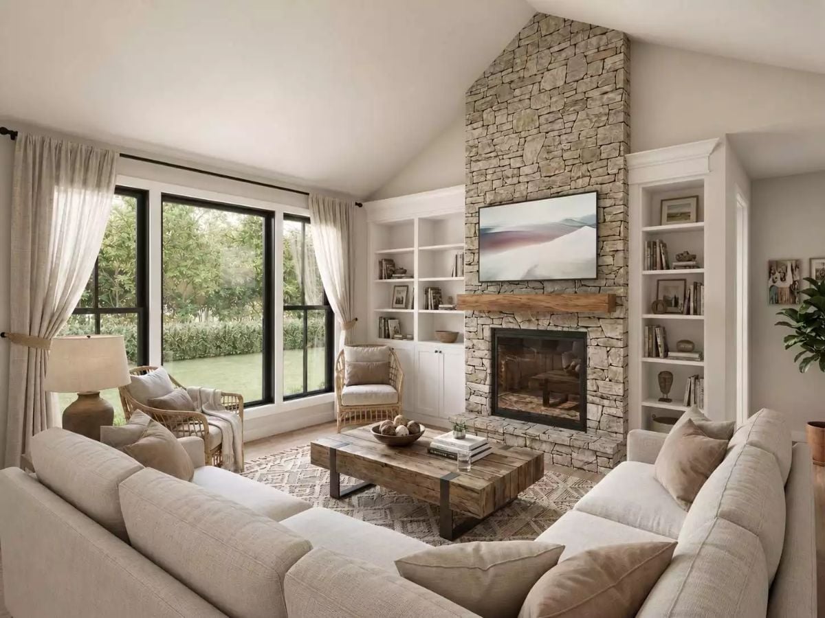 Stone Up to the Roofline, Wood on the Mantel, and Nowhere You'd Rather Sit