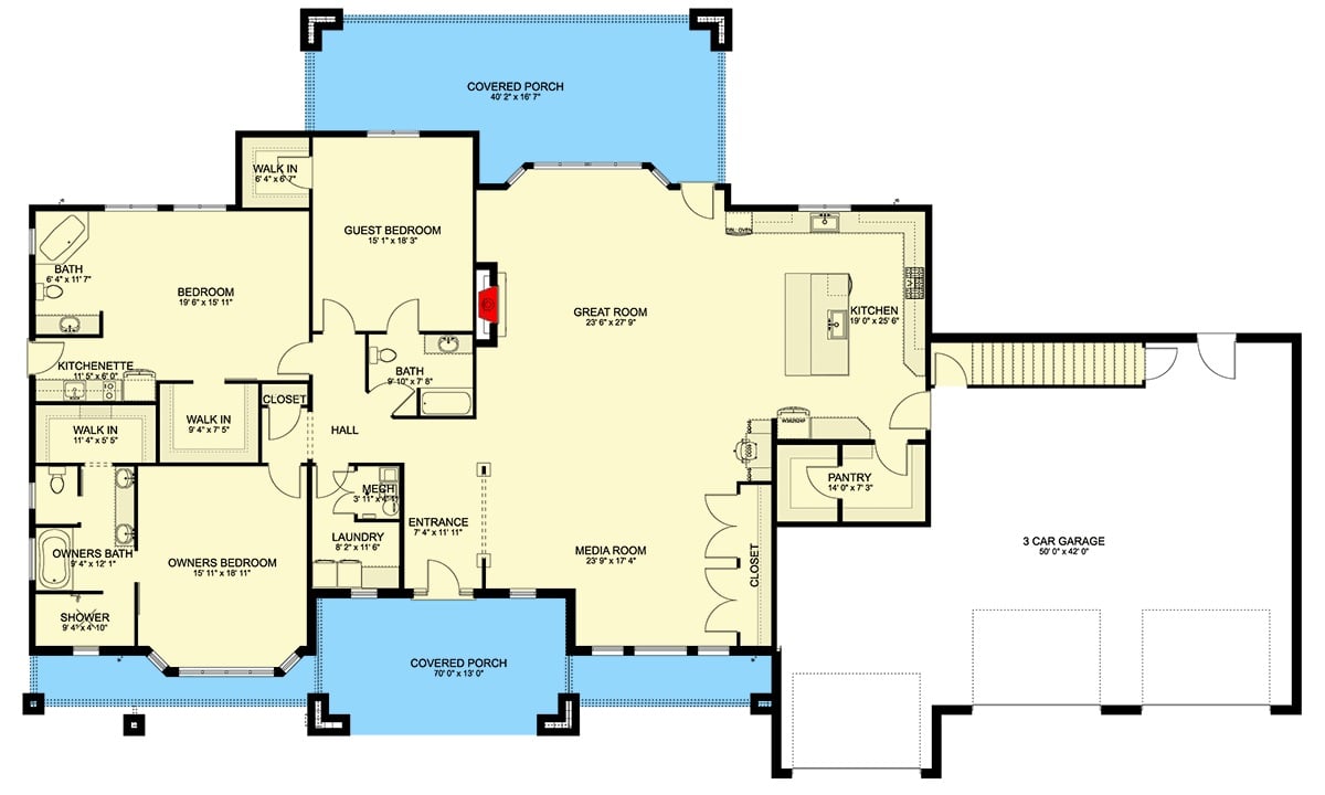 Floor Plan - Wrenfield 3-Bedroom Craftsman Modern Farmhouse with In-Law Suite Designed for Families with In-Laws Who Might Be Moving In Whether You Like It or Not