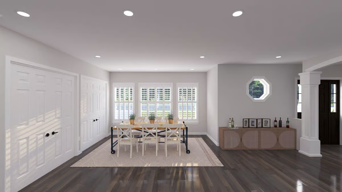 Plantation Shutters, a Rolling Cart Table, and an Octagonal Window That Earns Its Keep