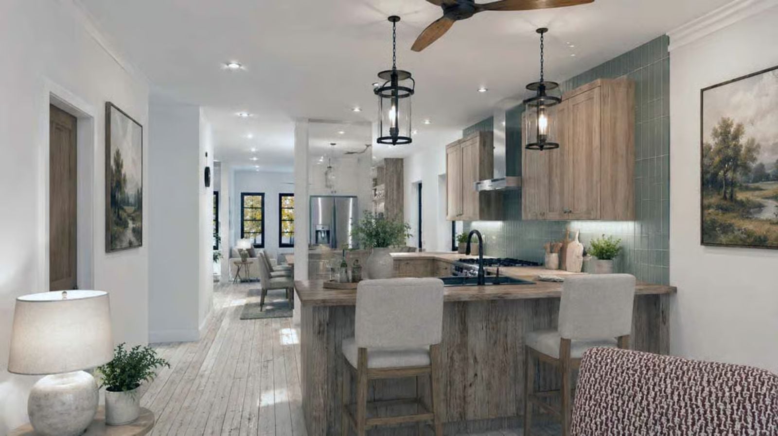 Sage Tile and Salvaged Wood Make This Kitchen Worth Cooking In