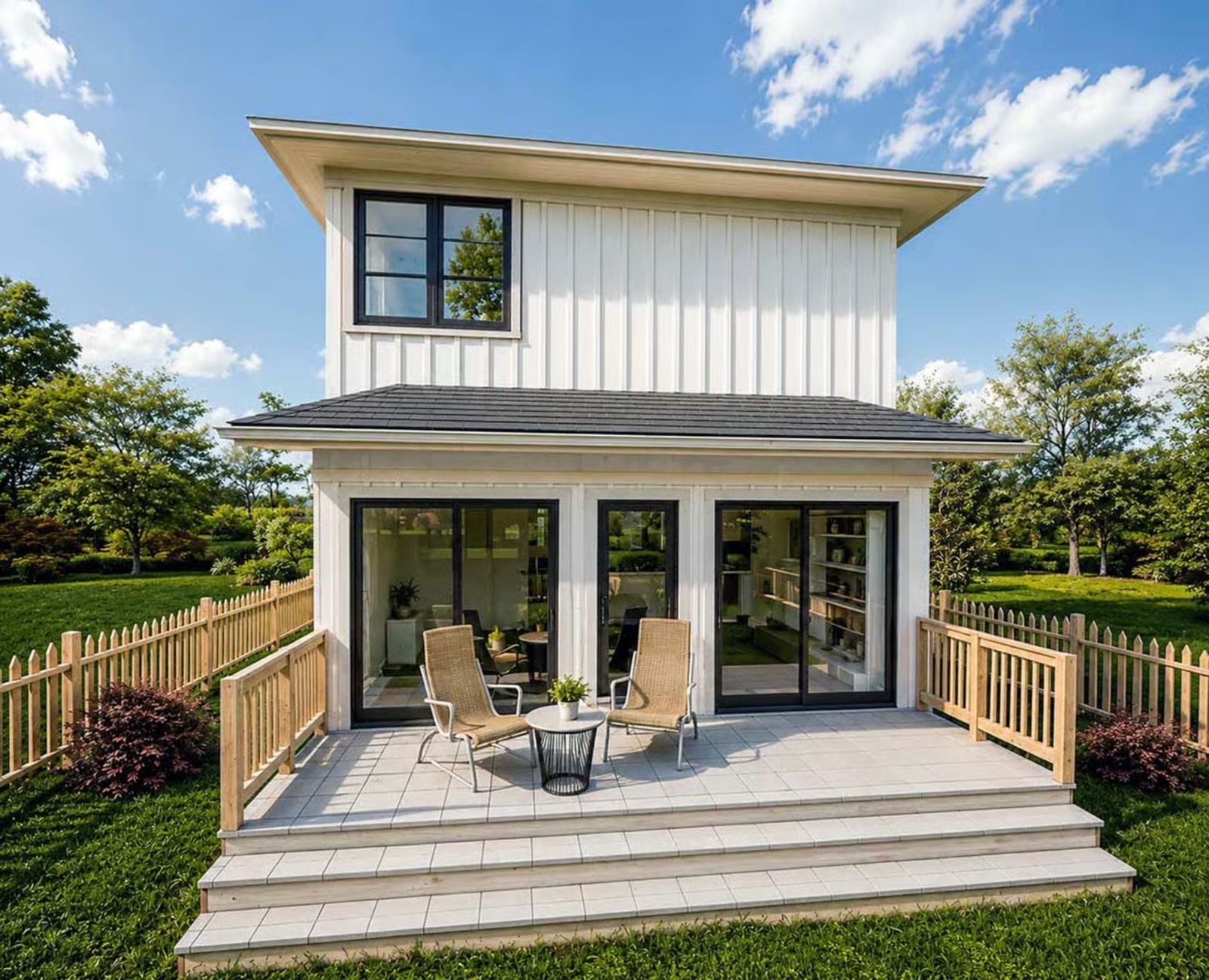 Vertical Board-and-Batten Exterior with a Porch Built for Actual Sitting