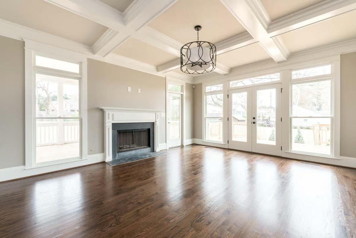 Coffered Ceiling, French Doors, and Zero Furniture to Fight Over