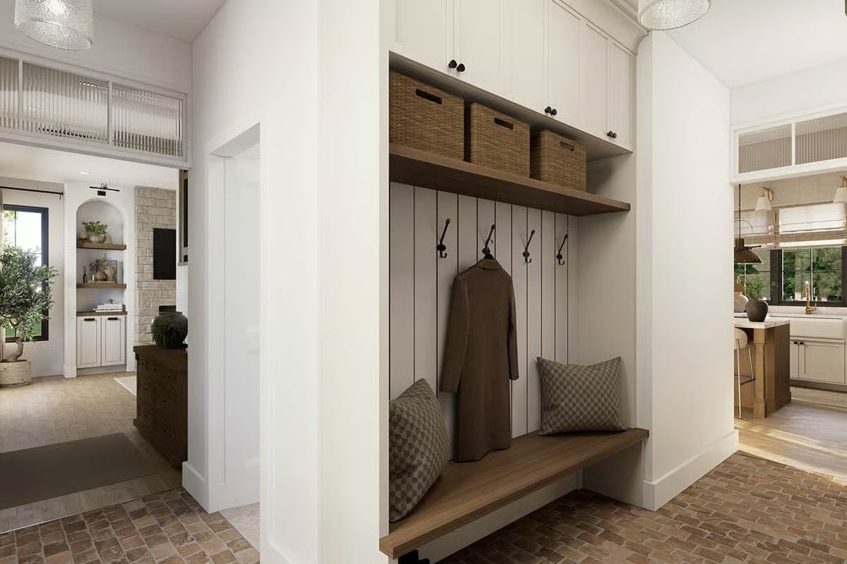 Built-In Bench, Hooks at the Ready, and Baskets That Actually Hold Something