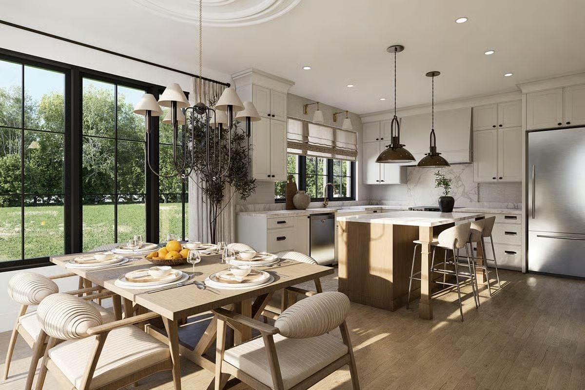 Oranges on the Table, Marble in the Kitchen, and Stools That Earn Their Spot