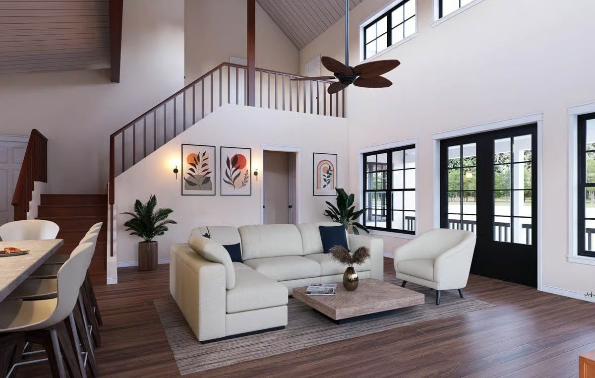Soaring Ceilings and a Sectional That Actually Fits the Room