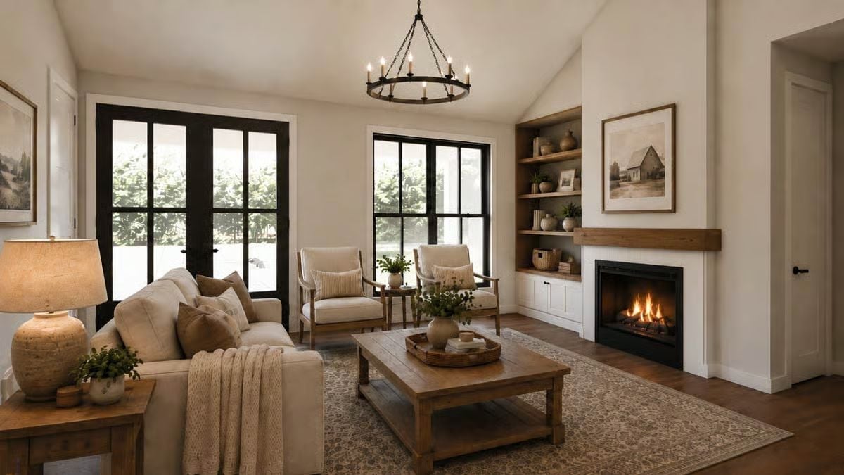 Warm Wood, White Walls, and a Fireplace That Actually Gets Used