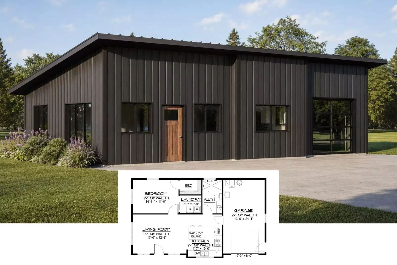 Bouldin 1-Bedroom Modern ADU House Plan with Open-Concept Living (762  Sq. Ft. Floor Plan)