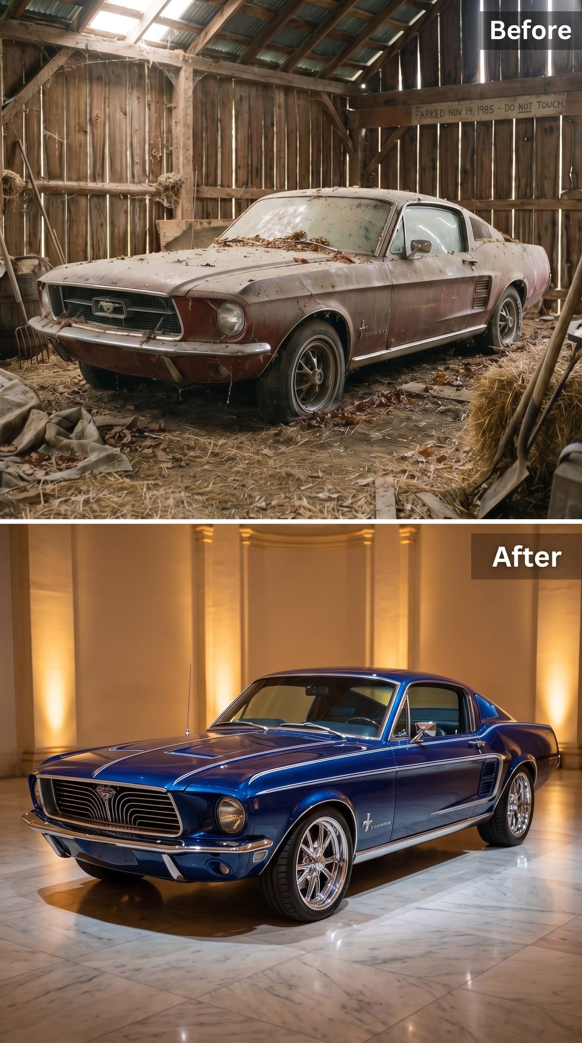 Cobalt blue 1967 Mustang fastback show-car concept