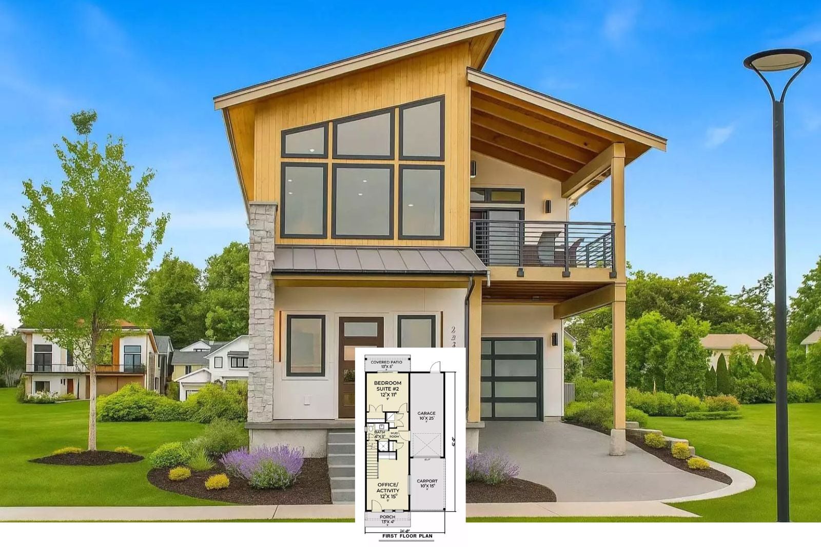Nova Edge 2-Bedroom Contemporary House Plan with Balcony (1,387 Sq. Ft. Floor Plan)