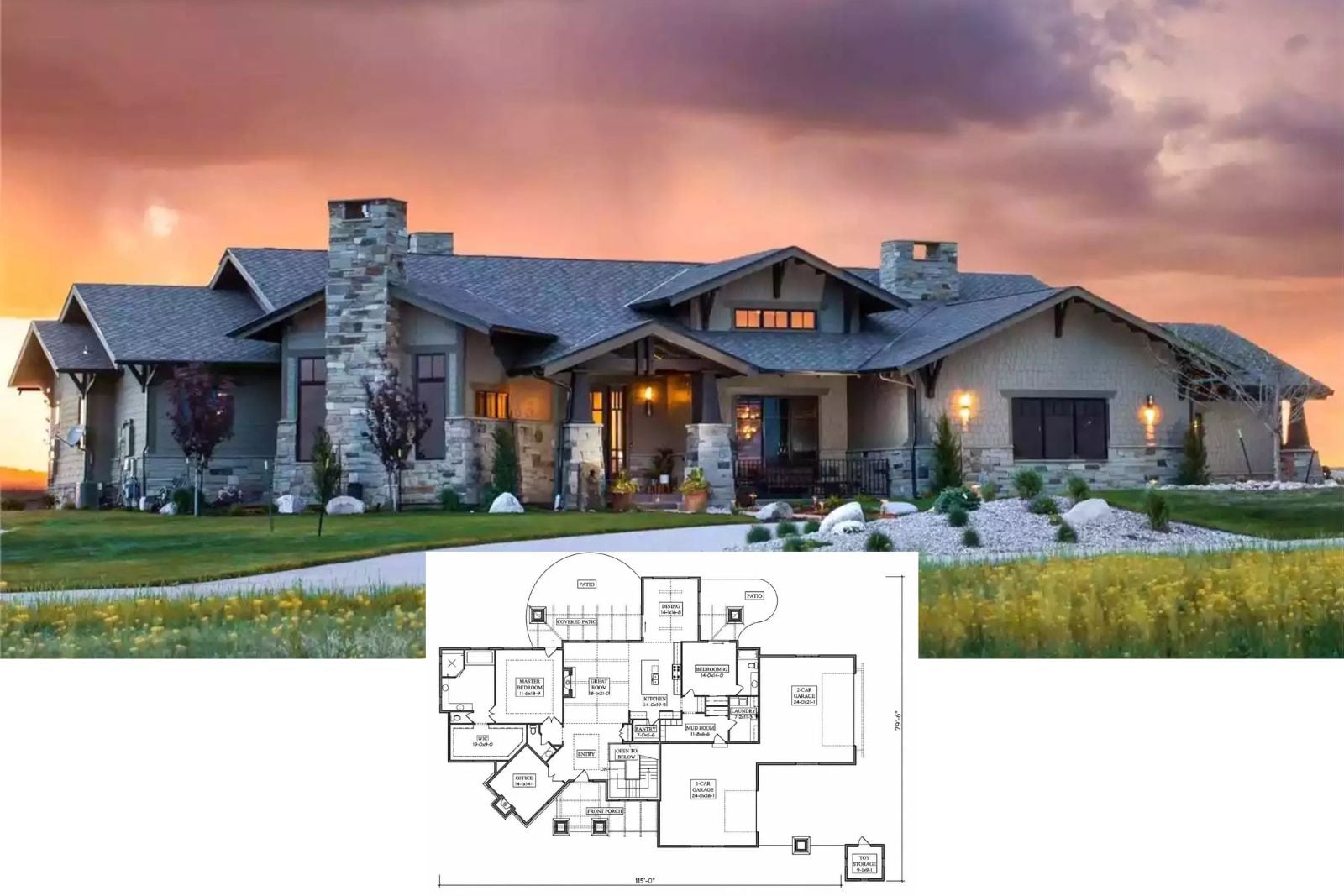 Turnberry Drive 2-Bedroom Craftsman House Plan with Wet Bar (3,071 Sq. Ft. Floor Plan)