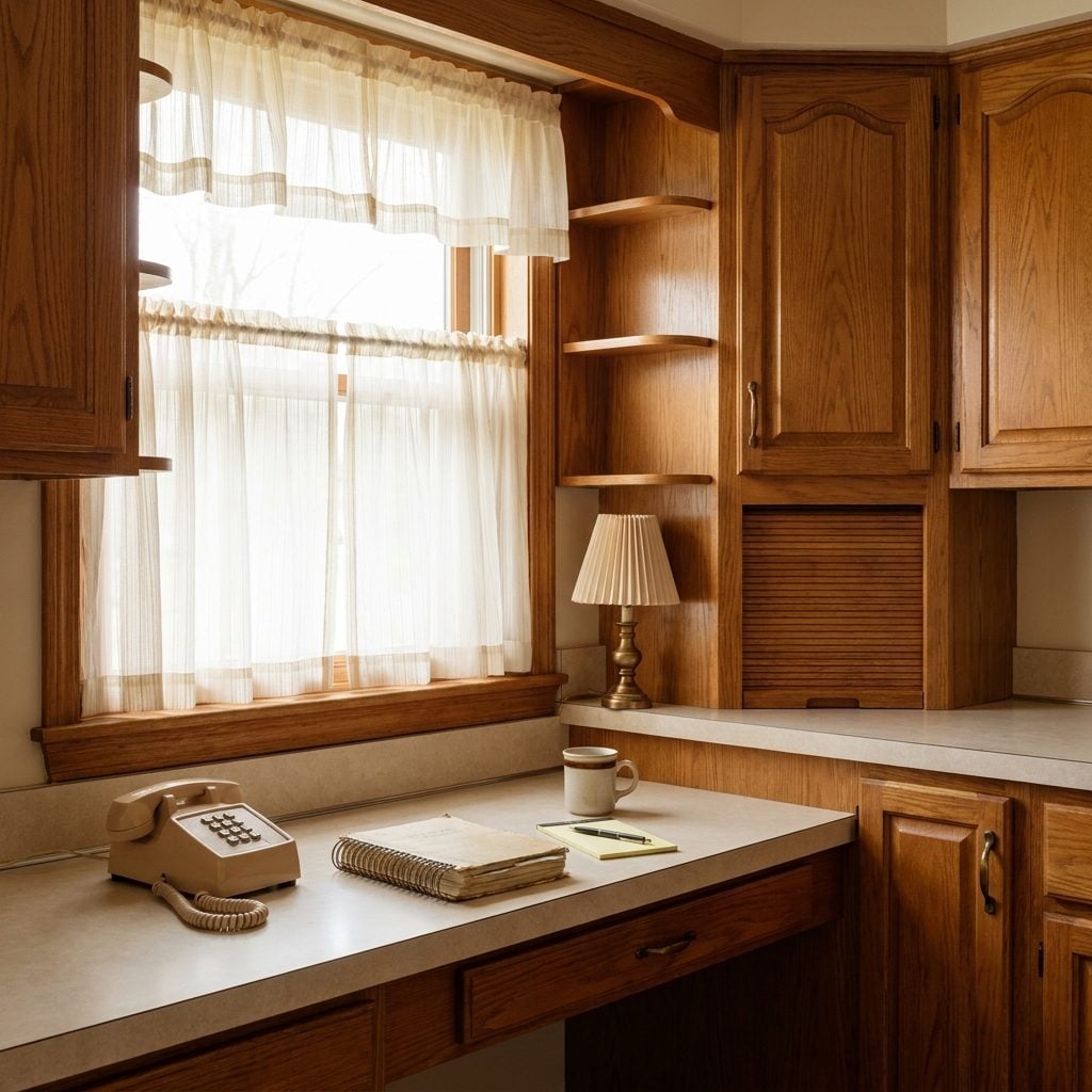 Kitchen desk used as a household command center