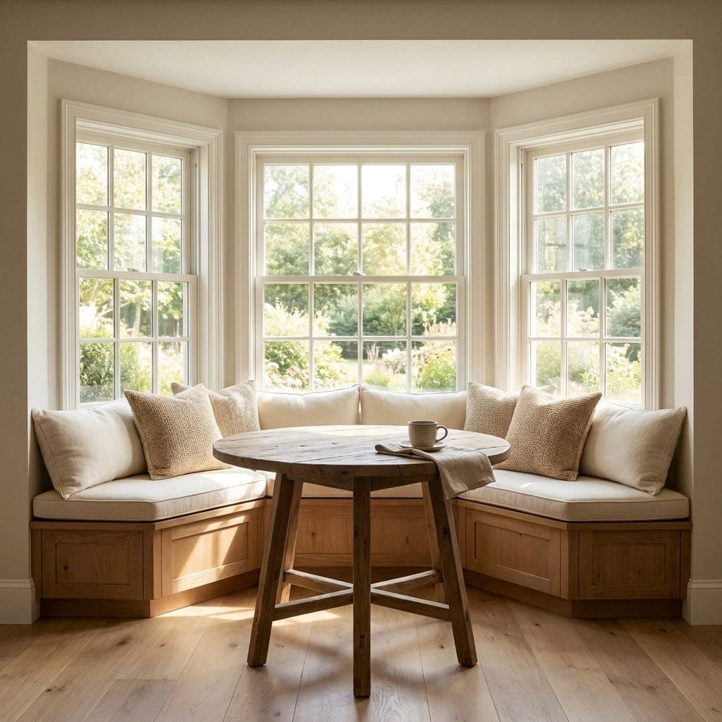Cozy breakfast nook in a bright kitchen