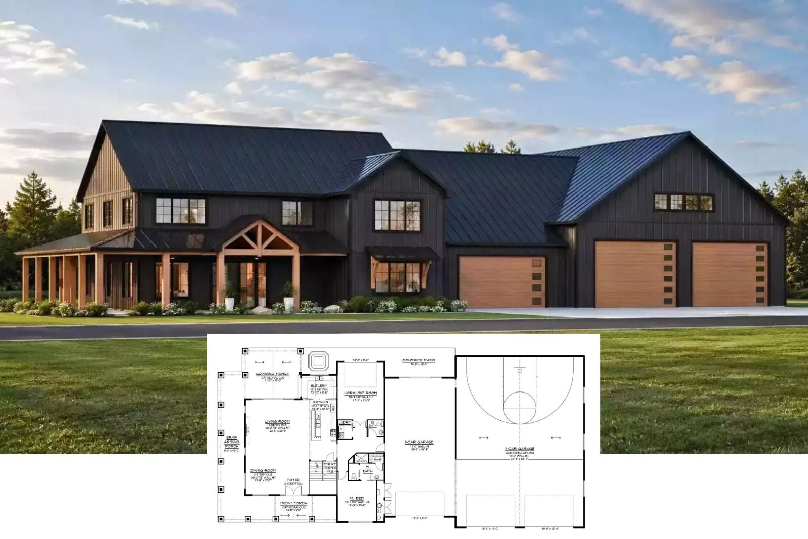 Boxwood 3-Bedroom Barndominium House Plan with 6-Car Garage (3,731 Sq. Ft. Floor Plan)