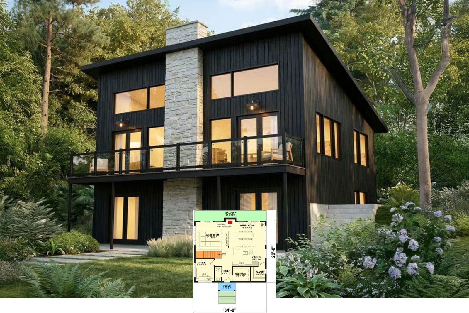Obsidian Grove 3-Bedroom Contemporary House Plan with Balcony (1,986 Sq. Ft. Floor Plan)