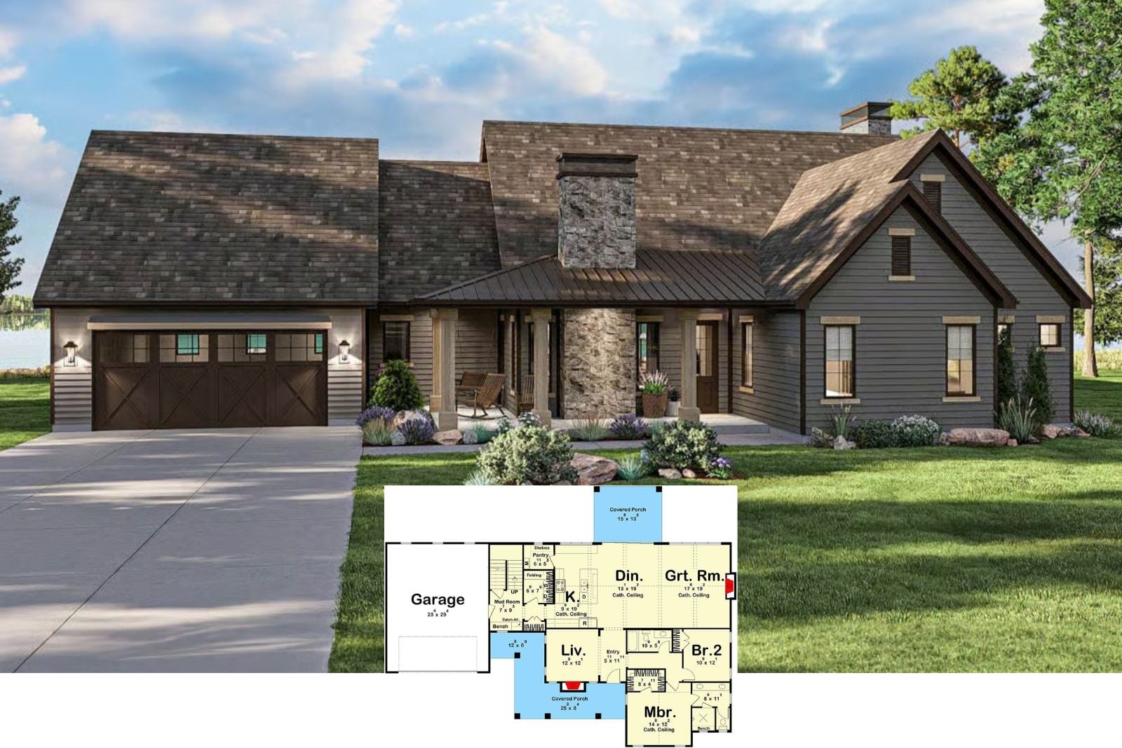 Flint Hollow 3-Bedroom Country Cottage House Plan with Vaulted Great Room (2,354 Sq. Ft. Floor Plan)