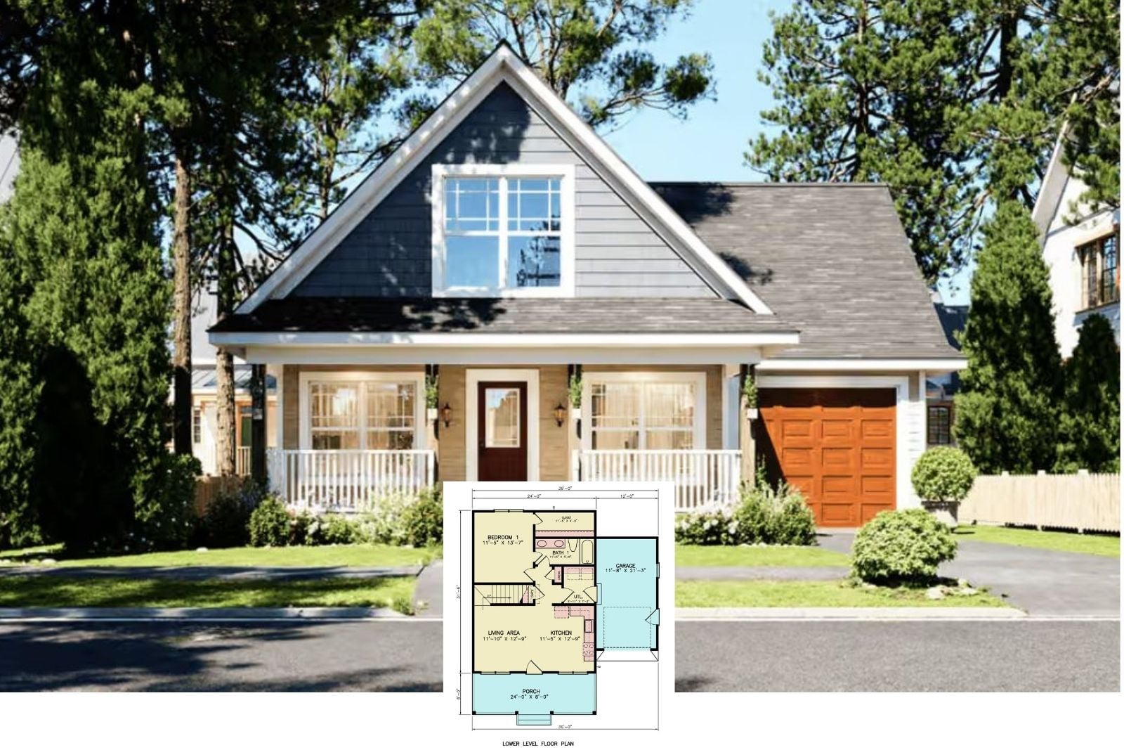 Indigo Pines 3-Bedroom Craftsman Bungalow House Plan with Covered Front Porch (1,272 Sq. Ft. Floor Plan)