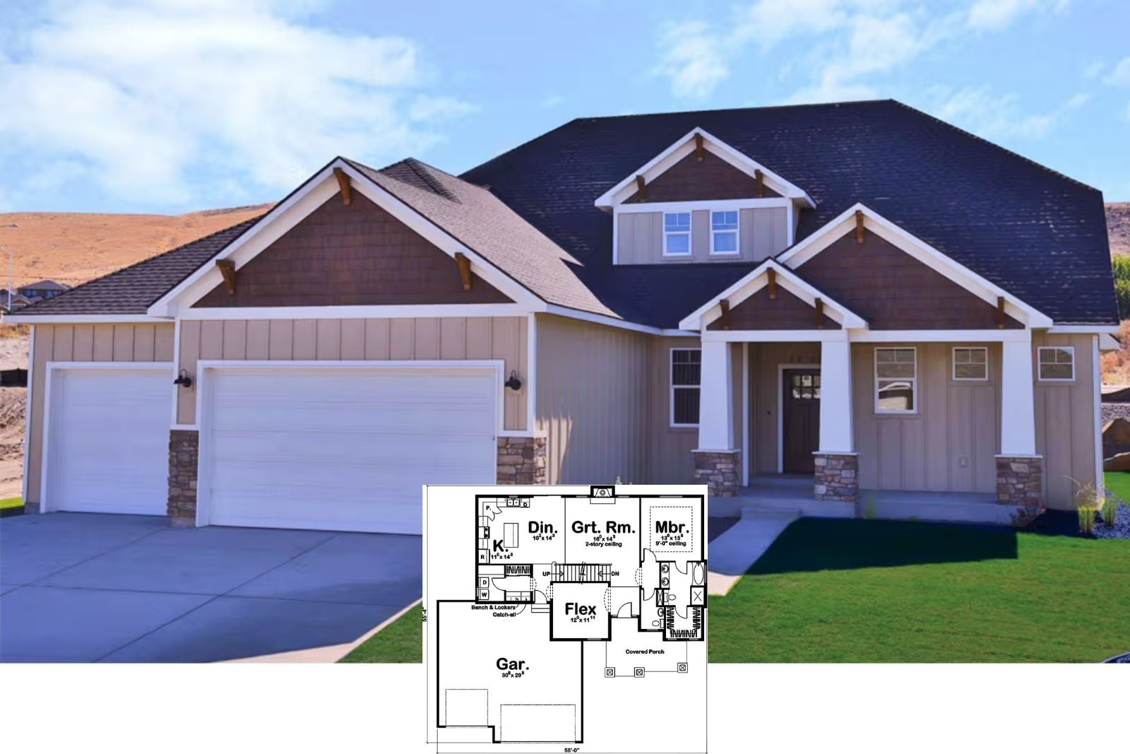 Copperwood Grove 3-Bedroom Craftsman House Plan with Flex Room (1,947 Sq. Ft. Floor Plan)