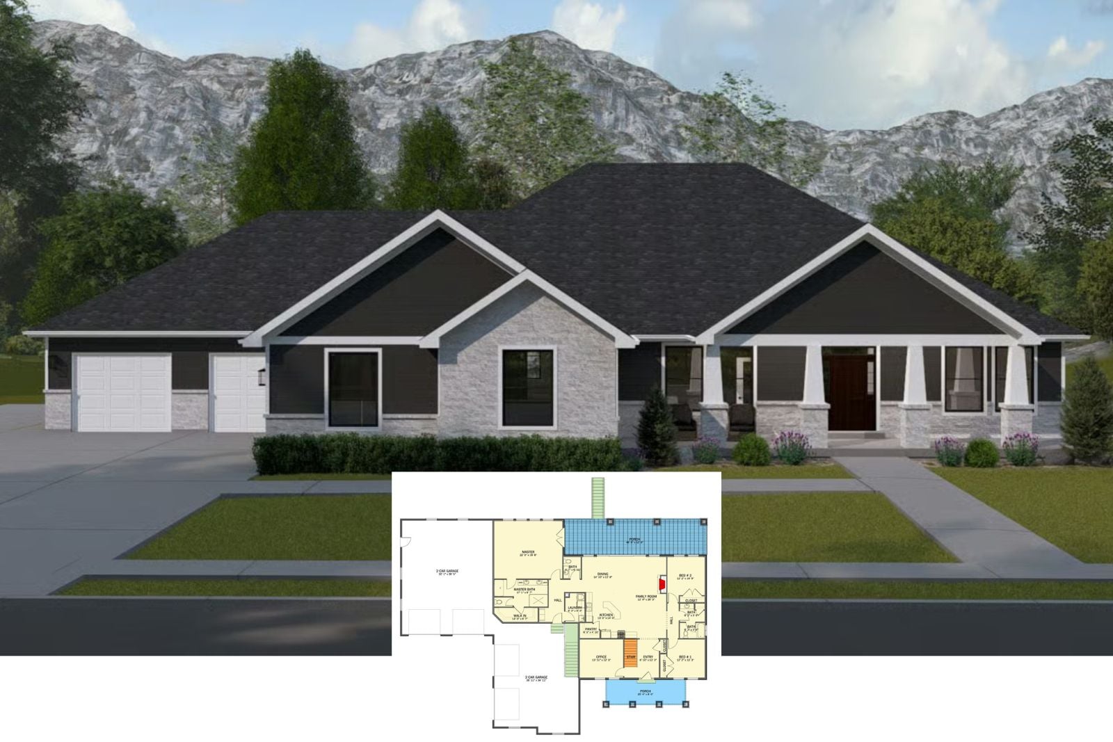 Timberline 3-Bedroom Craftsman House Plan with Finished Basement (2,508 Sq. Ft. Floor Plan)