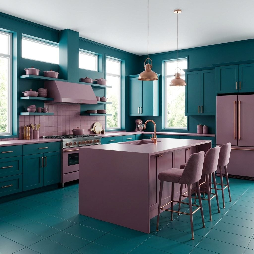 Kitchen fully committed to a coordinated color palette