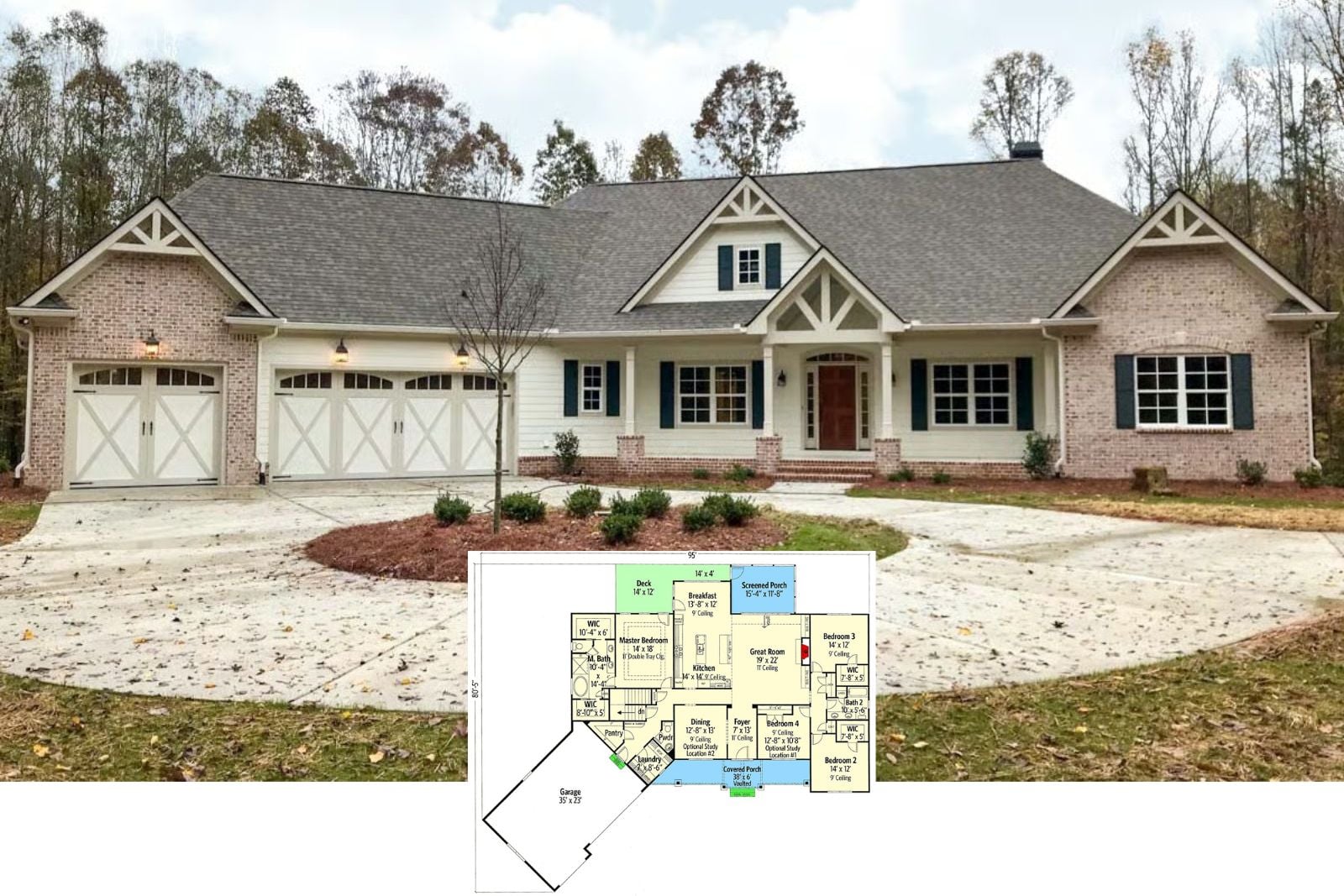Discover The Harvest Ridge 4-Bedroom Country Craftsman House Plan with Screened Porch (2,834 Sq. Ft. Floor Plan)
