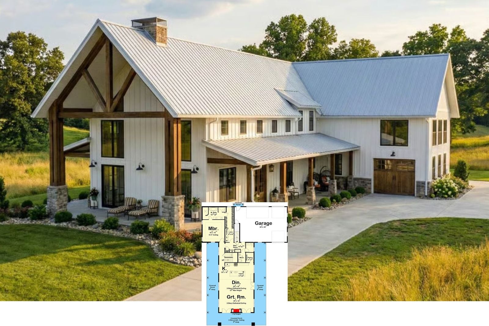 Wrenford 4-Bedroom Modern Farmhouse Barndominium House Plan with Bonus Room (3,205 Sq. Ft. Floor Plan)