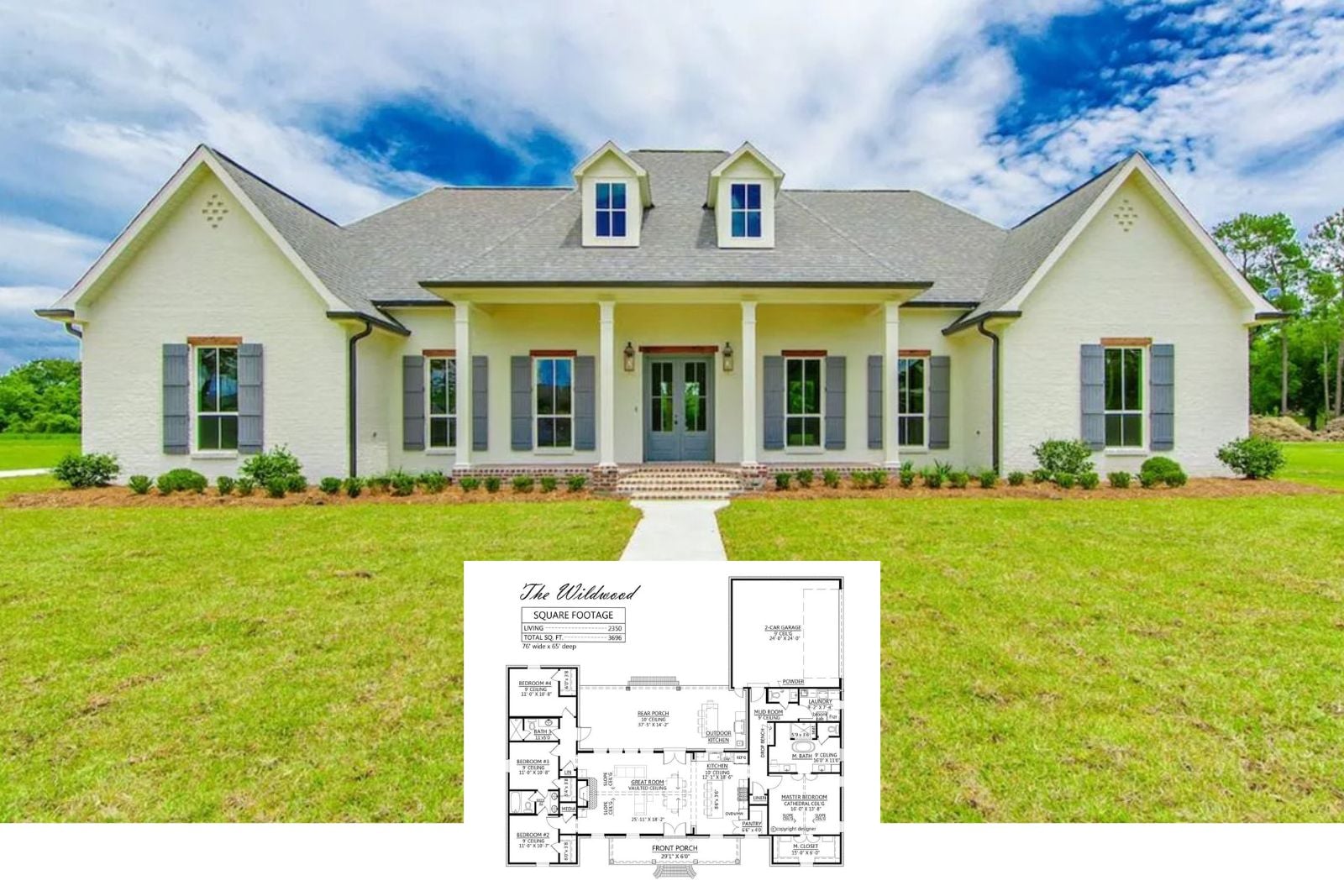 Wildwood 4-Bedroom Country House Plan with Outdoor Kitchen (2,350 Sq. Ft. Floor Plan)