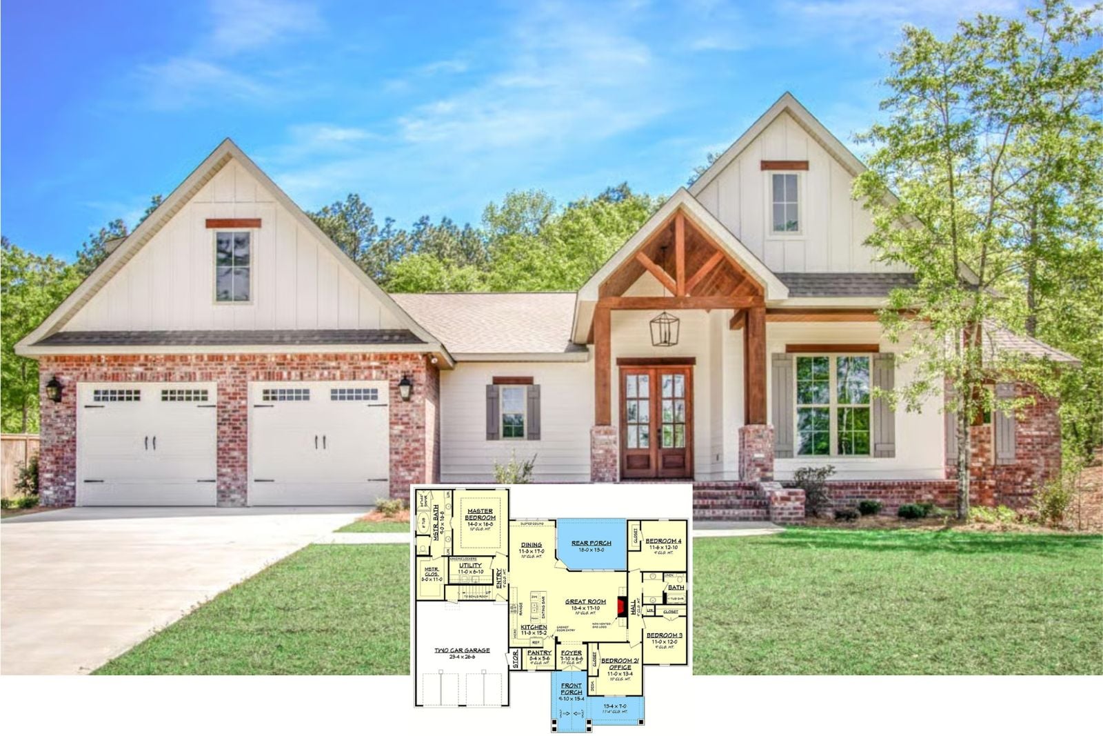 Redwood Gables 4-Bedroom Country Farmhouse Layout with Bonus Room (2,281 Sq. Ft. Floor Plan)