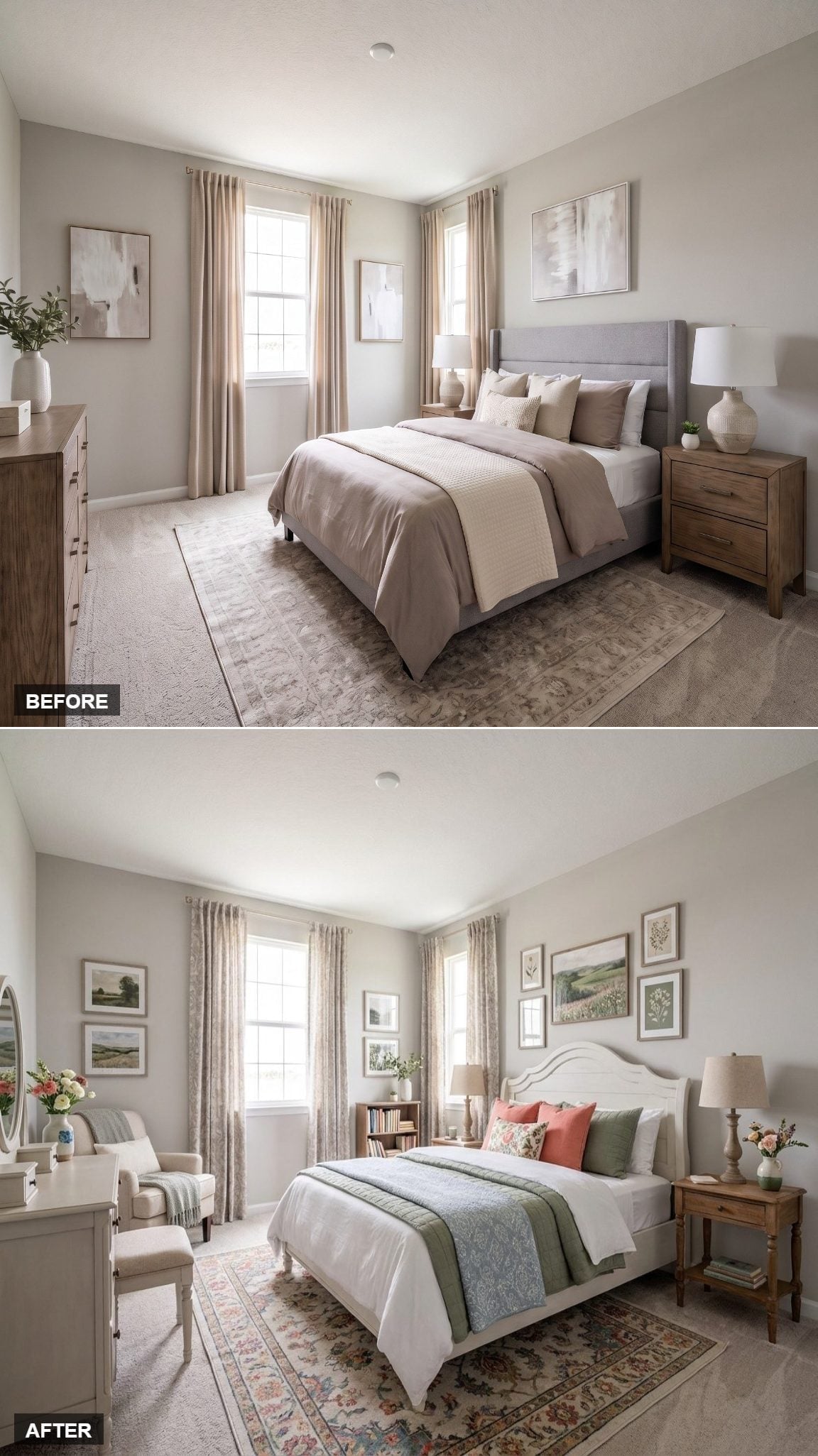 Botanical Prints and a White Wood Headboard Gave Her Room a Cottage-Garden Soul
